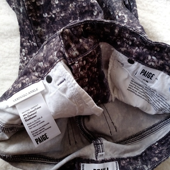 PAIGE Verdugo Ankle Sequin Print Skinny Jeans 27 - Picture 5 of 8